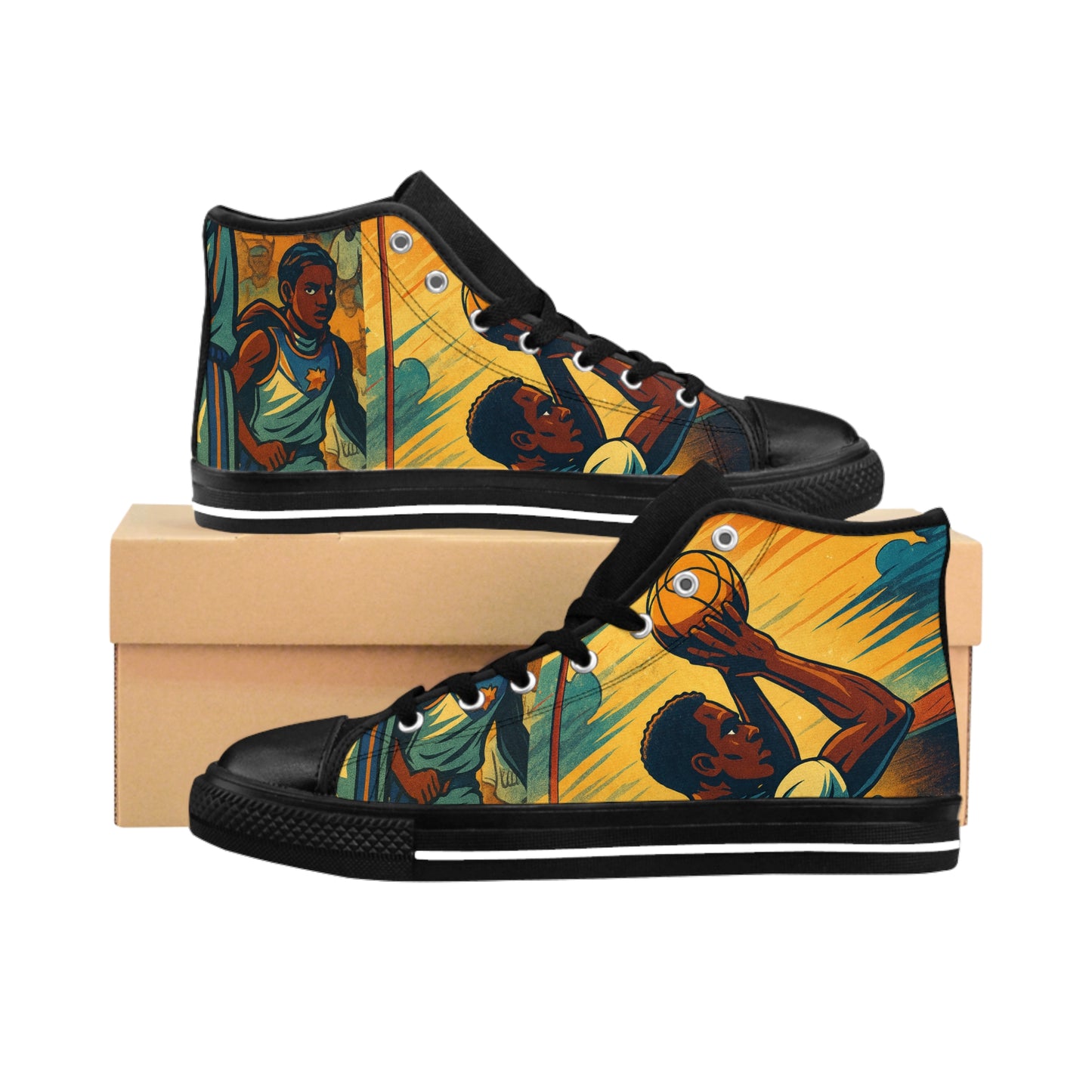 Picture This Magic© Artistic High-Top Men's Sneakers | Unique Personalized Footwear